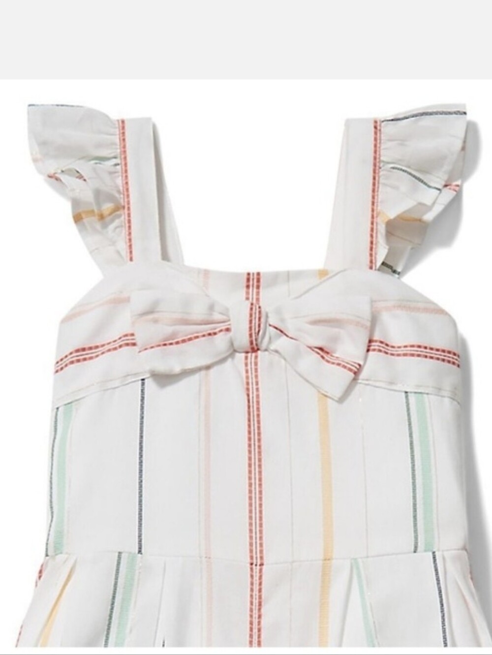 Janie and Jack Rainbow Stripe Gold Stiched Trim Linen Blend Romper 12-18 Months - Picture 5 of 7